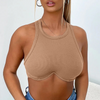 Women'S Summer Fashion Round Neck Casual Sleeveless Solid Crop Top