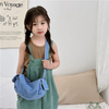 Kids Boys Girls Fashion Casual Cute Solid Color Denim Canvas Zipper Crossbody Bag