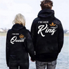 Couple Outfit Her King His Queen Letter Printed Couple Hooded Sweatshirt