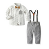 Kids Toddler Boys Spring Autumn Fashion Casual British Style Bow Lapel Shirt Suspender Trousers Boys Party Clothing Set