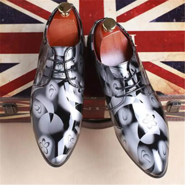 Men Fashion Graphic Printing Lace Up Oxfords