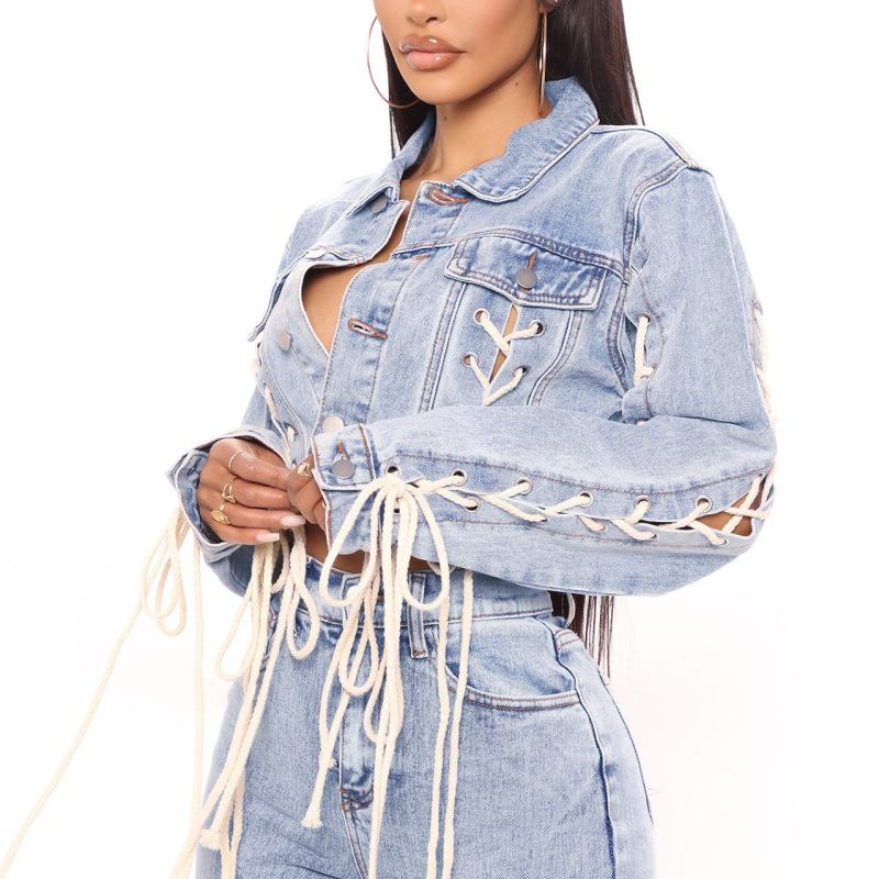 Women'S Fashion Strapping Denim Jacket