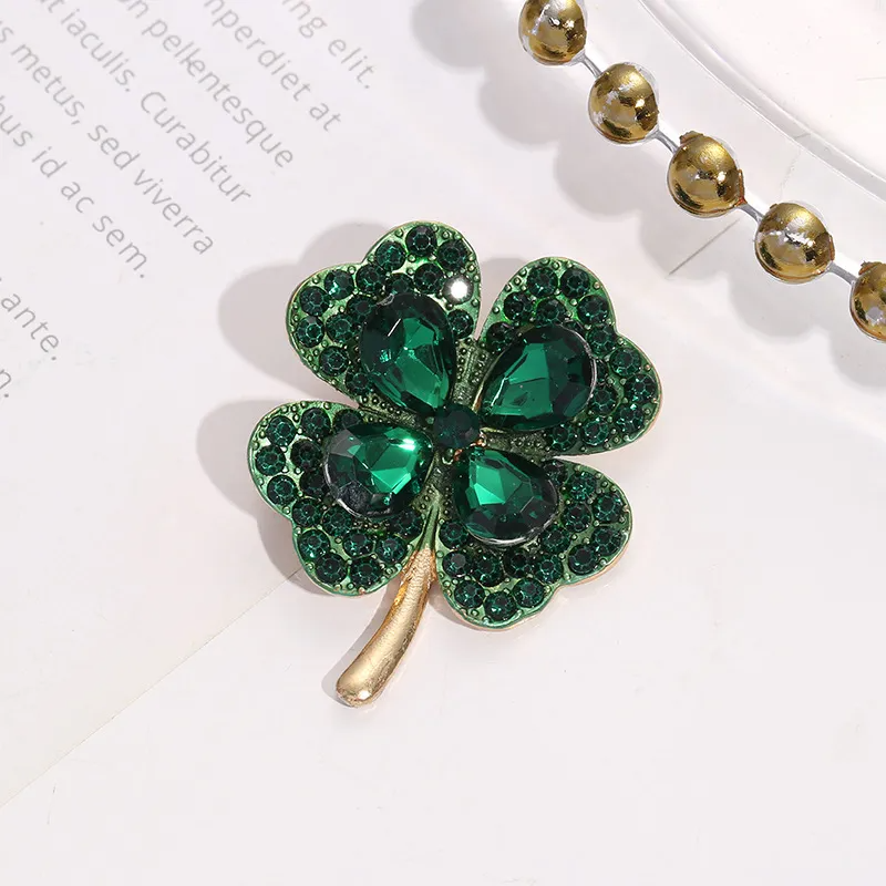 (Buy 1 Get 2) Women Fashion Rhinestone Hollow Imitation Pearl Four-Leaf Clover Metal Brooches