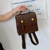 Kids Girls Fashion Casual Retro Solid Color Square Magnetic Button Backpacks Bags