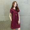 Women Fashion Minimalist Casual Solid Color Round Neck Short Sleeve Dress