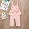 Girls Solid Color Stringy Selvedge Design Romper