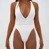 Women'S Sexy Solid Color Tie One Piece Swimsuit