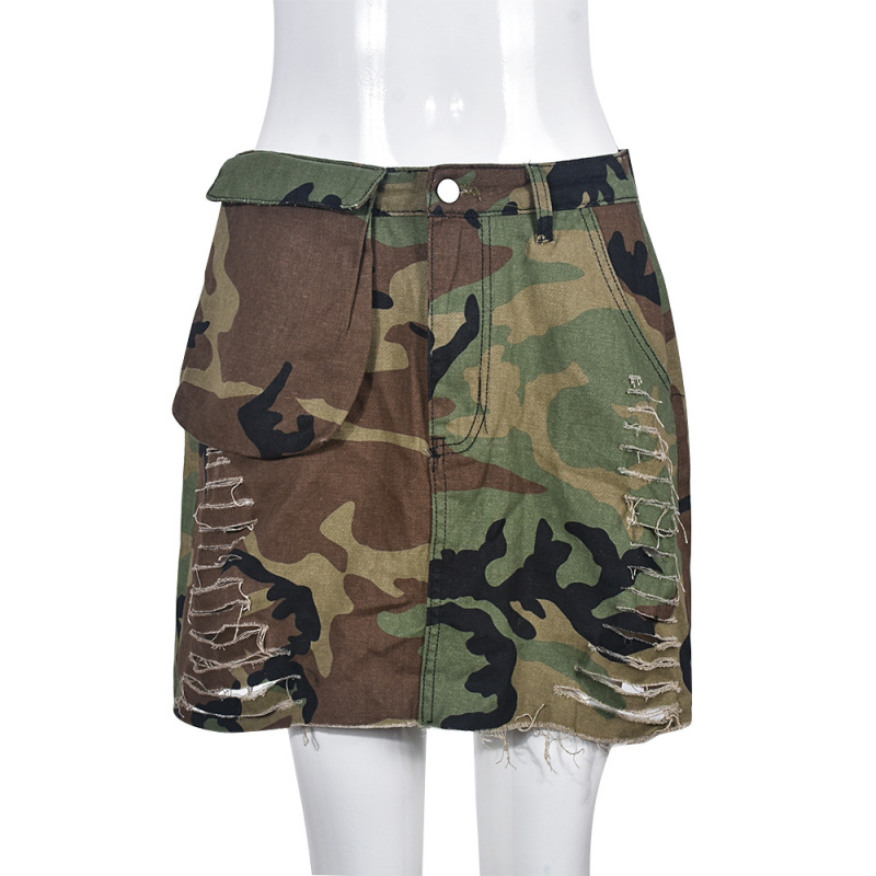 Women Fashion Camouflage Short Cut Bag Hip Skirt