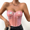 Women Fashion Sexy Strapless Sequin Vest