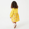 Kids Toddler Big Girls Summer Fashion Casual Sweet Cotton Solid Color Cartoon Puppy Pattern Round Neck Long Sleeve Dress