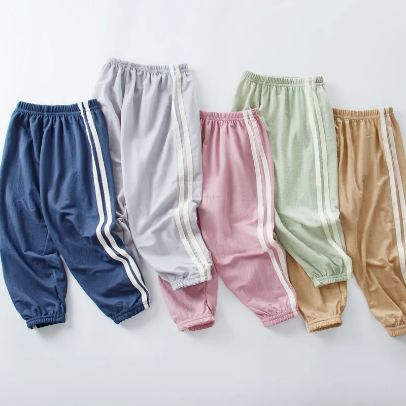 Kids Basic Striped Elastic Loose Casual Pants