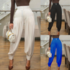 Women'S Fashion Temperament Button Elastic Waist Pleated Leg Pants Casual Loose Trousers