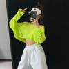 Women Street Fashion Solid Color Sexy Off Shoulder Loose Top