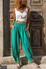 Women'S Fashion Casual Solid Color Cotton Linen Elastic Waist Harem Pants