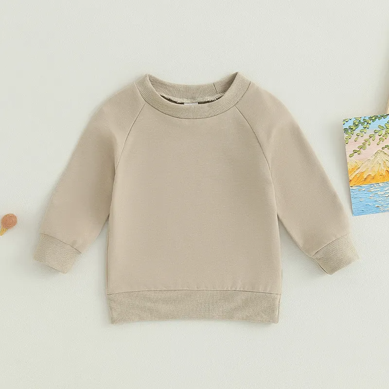 Kids Toddler Girls Boys Spring Autumn Fashion Casual Solid Color Letter Round Neck Long Sleeve Sweatshirts