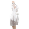 3 pieces Women Lace Long-Sleeve See-Through Solid Color Satin Night-Robe