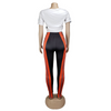 Women Multicolor Crop Top And TIght Leggings 2pcs/Set Sportswear