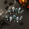 ( Buy 1 Get 2 ) Women Fashion Halloween Frosted Skull Pumpkin Cobweb Wearable False Nails