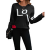 Women Casual Long Sleeve Round Neck Basic Valentine'S Day Heart Print Sweatshirt