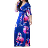 (Buy 1 Get 1) Women Ramadan /Eid Fashion Sexy Floral Printing V Neck Long Sleeve Dress