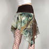 Women'S Retro Edgy Boho Floral Printing Mesh Irregular Skirt