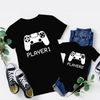 Player1 Player2 Video Game Pattern Print Parent-Child Dress Father-Son Round Neck Loose Top