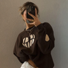 Autumn Winter Women Heart Letter Print Pullover Casual Sweatshirt