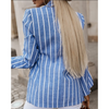 Women Fashion Casual Fashion Stripe Printed Long Sleeve Suit Jacket Blazers