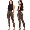 Women Summer Fashion Camouflage Printed Casual High Waist Ripped Pants