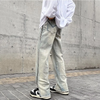 Men Fashion Retro Straight Side Zipper Jeans