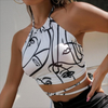 Women Fashion Edgy Sexy Outerwear Halter Neck Slim Fit Crop Top