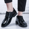 Men Casual Business Office PU Plaid Lace-Up Round-Toe Leather Shoes