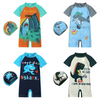 Children Kids Baby Fashion Girls Boys Short Sleeve Cartoon Print Swimsuit