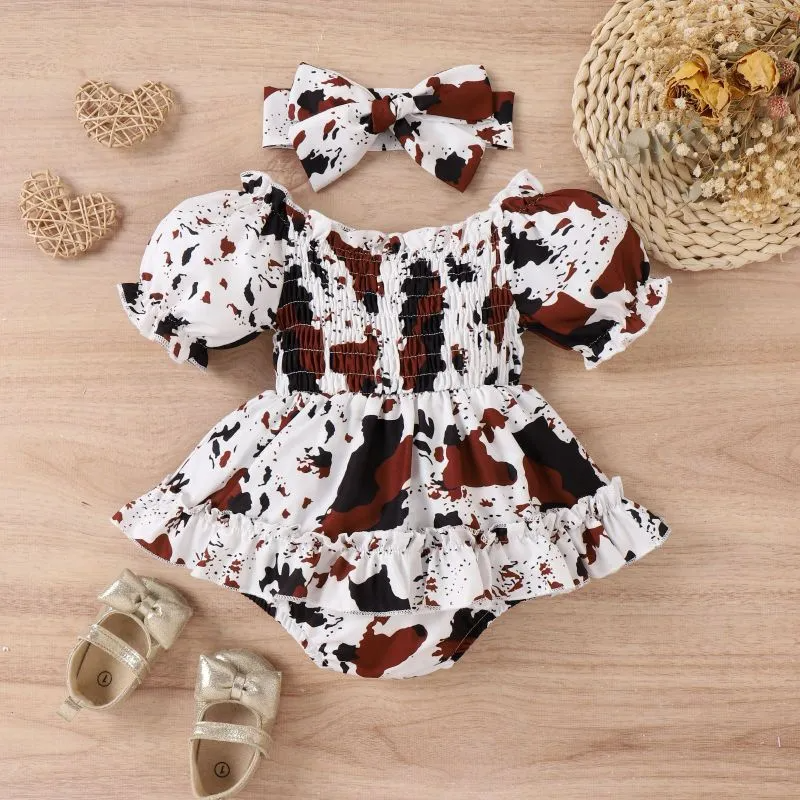 Baby Girls Leopard Print Short Sleeve Romper