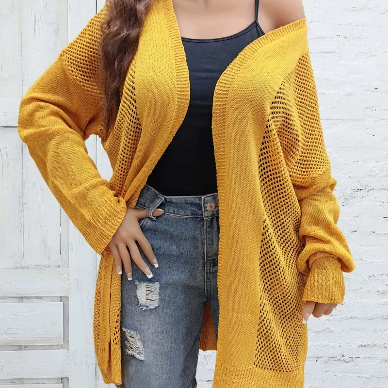 Women Fashion Casual Knitted Hollow Cardigan Long Sleeve Jacket