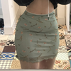 Women'S Fashion Sexy Tiny Flower Printing Mesh Hip Wrap Double Layer Skirt