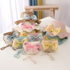 Fashion Bow Design Kids Girls Straw Woven Hat And Bag Set