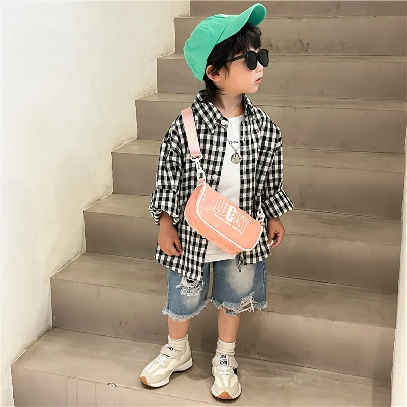 Children Kids Baby Fashion Girls Boys Letter Print Candy Color Crossbody Messenger Bag