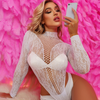 2 Pieces Women'S Lace Hollow Long Sleeve One-Piece Sexy Lingerie