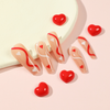 ( Buy 1 Get 2 ) Valentine Day Women Fashion Long Section Red Mandarin Duck Wave Love Wearable False Nails