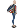 Women Fashion Contrast Color Striped Cloak