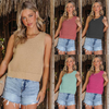 Women Fashion Solid Color Summer Casual Knitted Tank Top