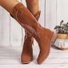 Women Fashion Plus Size V-Mouth Embroidery High Boots