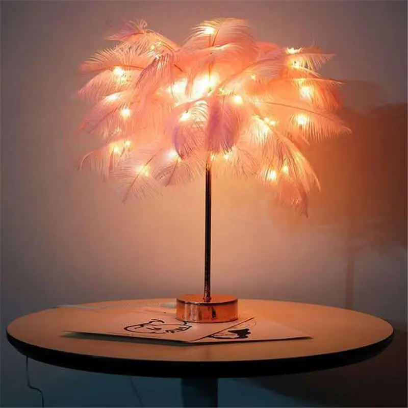 Creative Feather Decoration Bedroom Lamp