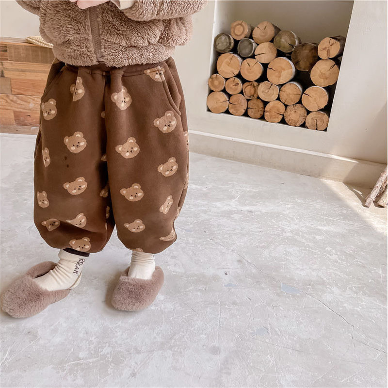 Baby Cute Cartoon Bear Warm Casual Sweatpants