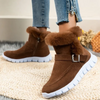 Women Plus Size Fashionable Solid Color Thickened Warm Flat Snow Boots