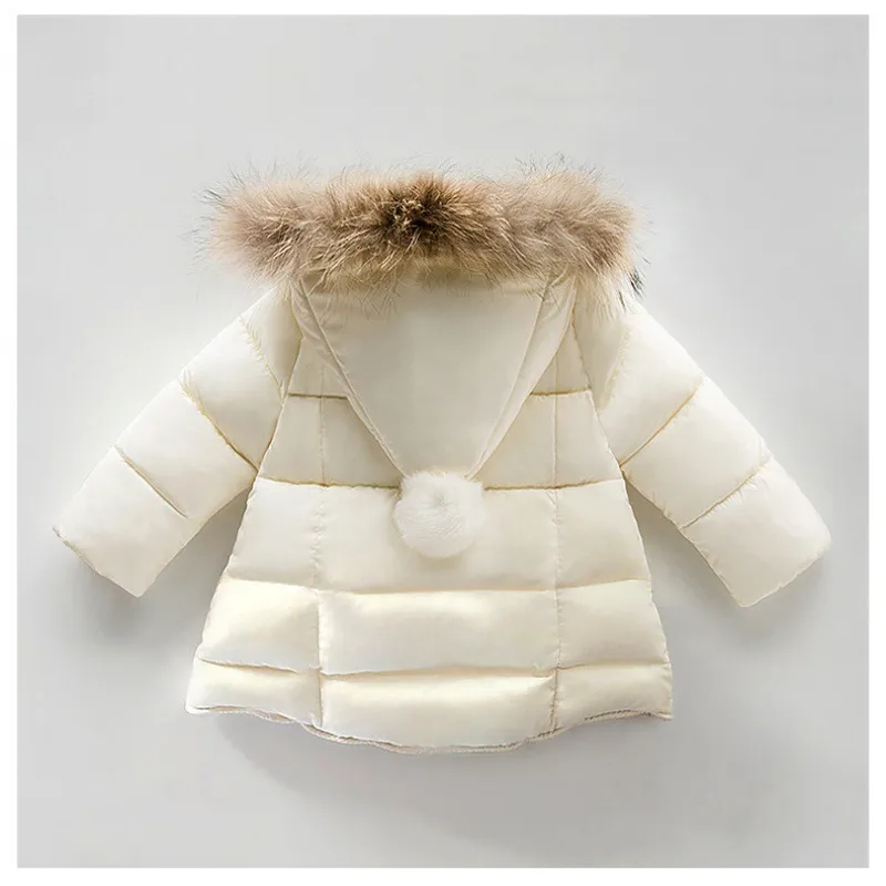 Girls Winter Woolen Collar Thickening Hooded Coat