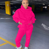 Women Casual Athleisure Solidcolor Hoodie And Sweatpants Sports Set