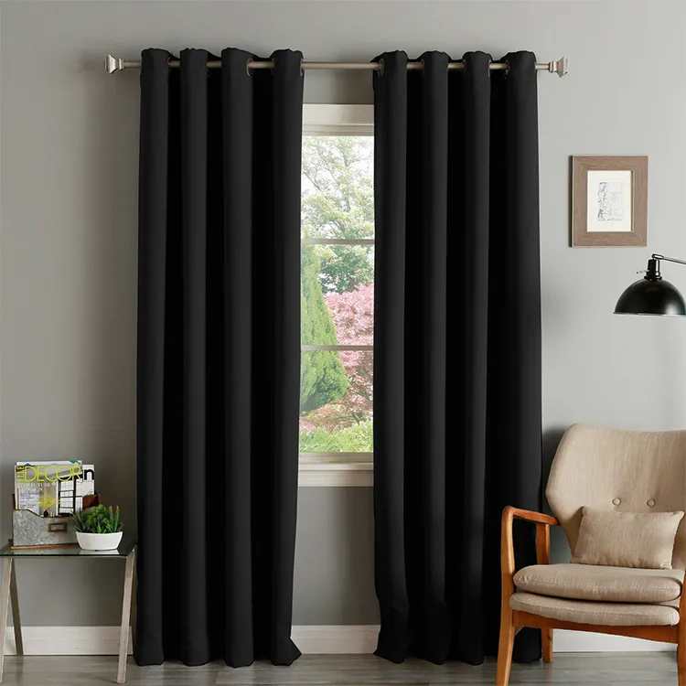 (Buy 1 Get 1) One Piece 52*84 Inch Solid Color Heat Insulation Sunscreen Blackout Perforated Curtain