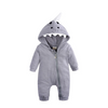 Kids Baby Boys Girls Autumn Winter Casual Cute Solid Color Shark Dinosaur Long Sleeve Hooded Jumpsuit